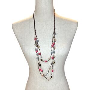 1946 Brand Braided Corded Necklace with Tiger Eye Stones